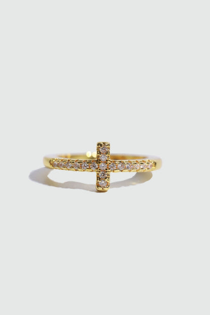 18K Real Gold Plated Cross Glint Ring