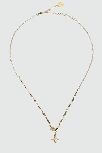 18K Real Gold Plated Citrine Starlight Cross Necklace