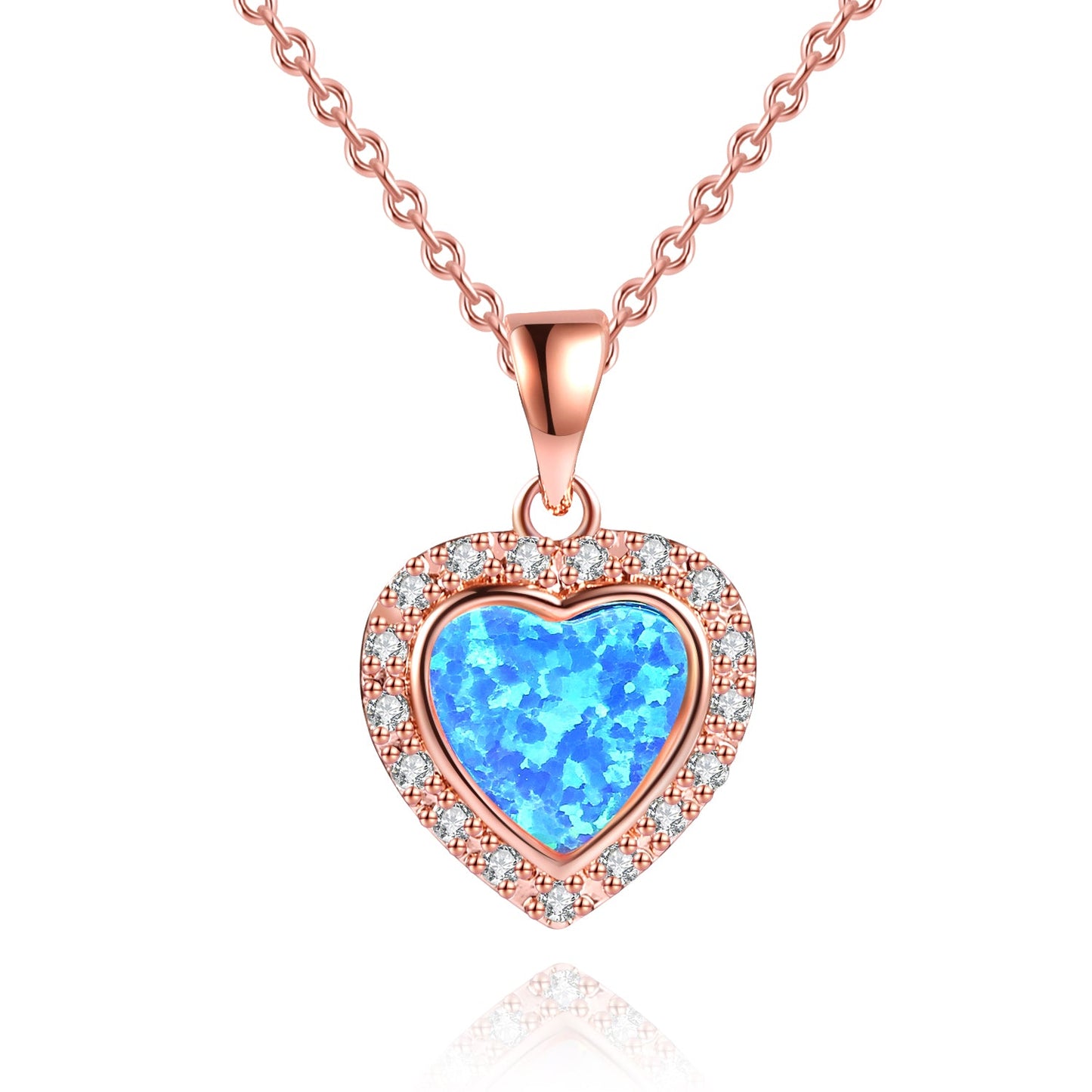 18K Rose Gold Plated Crystal Heart Necklace