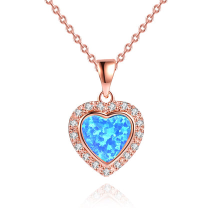 18K Rose Gold Plated Crystal Heart Necklace