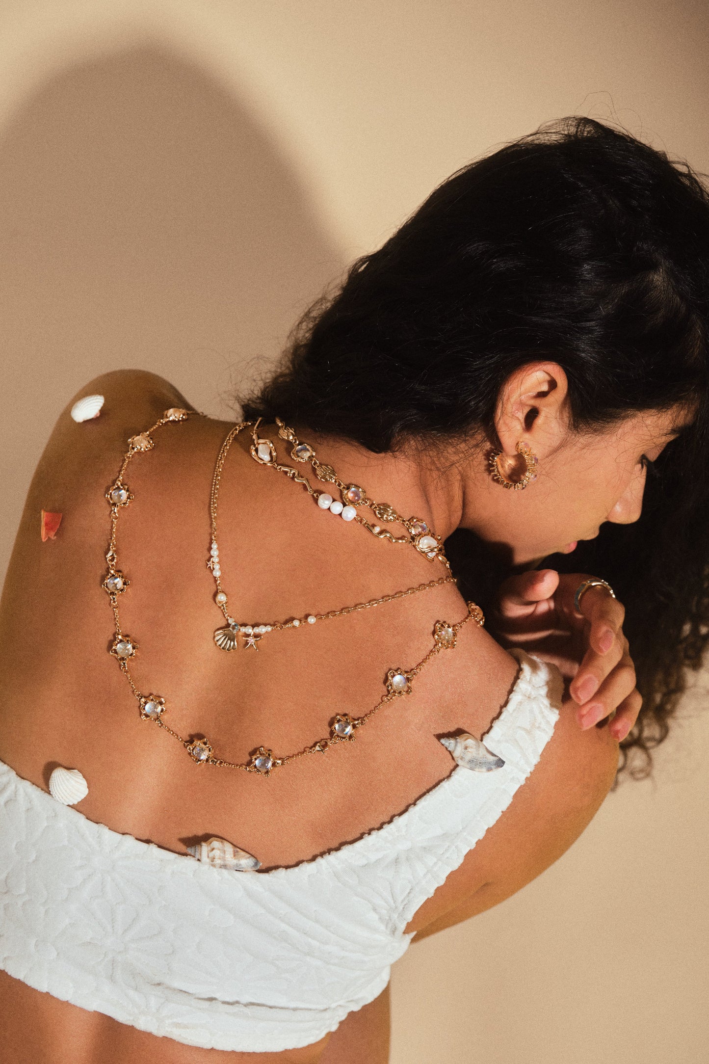 18K Real Gold Plated White Pearls Necklace