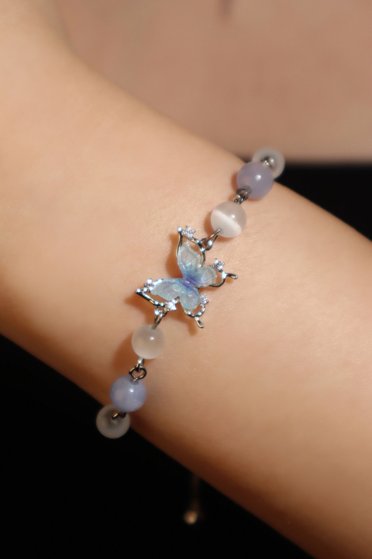 Blue Butterfly Moonstone Bracelet