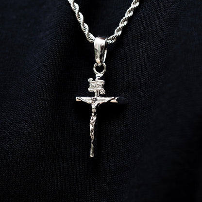 Crucifix Cross Pendant in White Gold