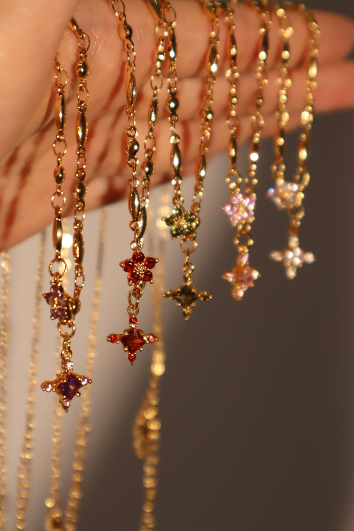 18K Real Gold Plated Amethyst Starlight Cross Necklace