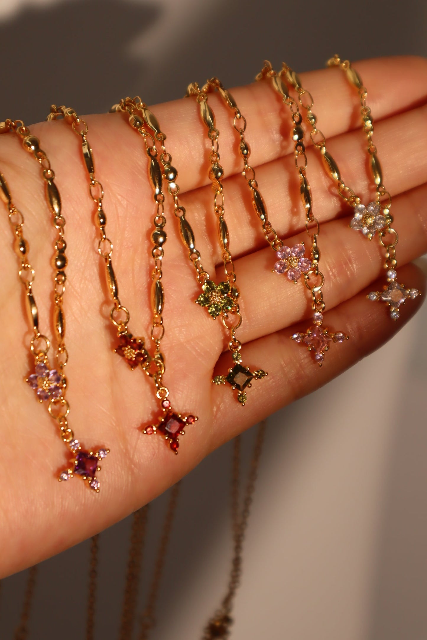 18K Real Gold Plated Peridot Starlight Cross Necklace