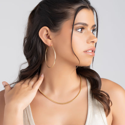 18K Gold Plated 3MM Endless Hoop Earrings
