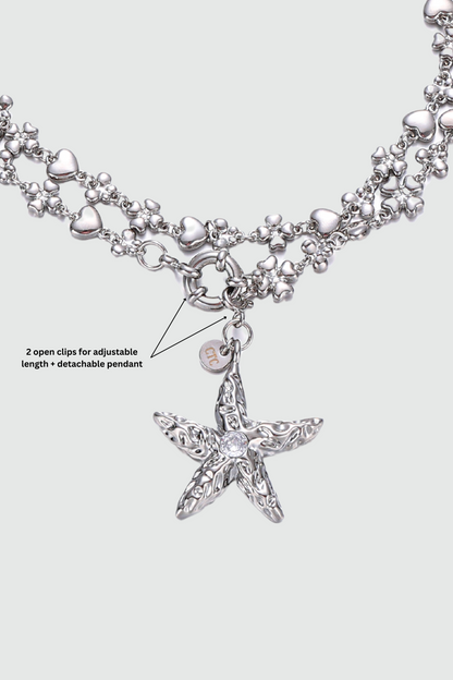 Palladium White Gold Plated Diamond Starfish Necklace