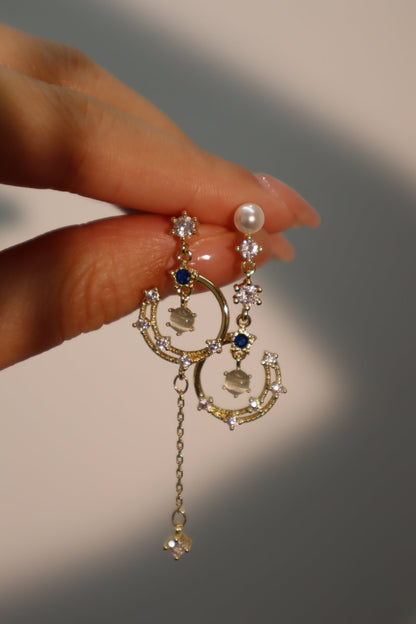 14K Real Gold Plated Moonlight Dangle Earrings