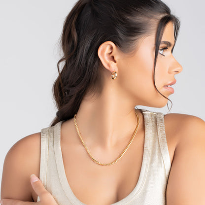18K Gold Plated 4MM Solid Hoop Earrings