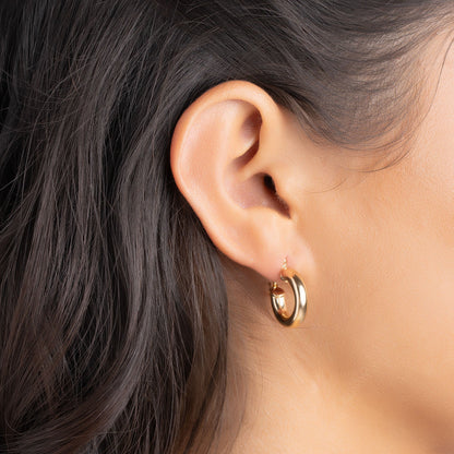 18K Gold Plated 4MM Solid Hoop Earrings