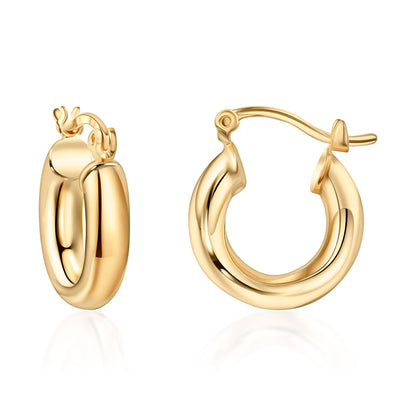 18K Gold Plated 4MM Solid Hoop Earrings