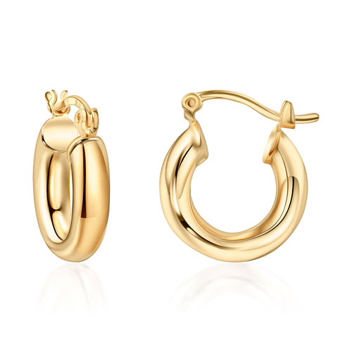 18K Gold Plated 4MM Solid Hoop Earrings
