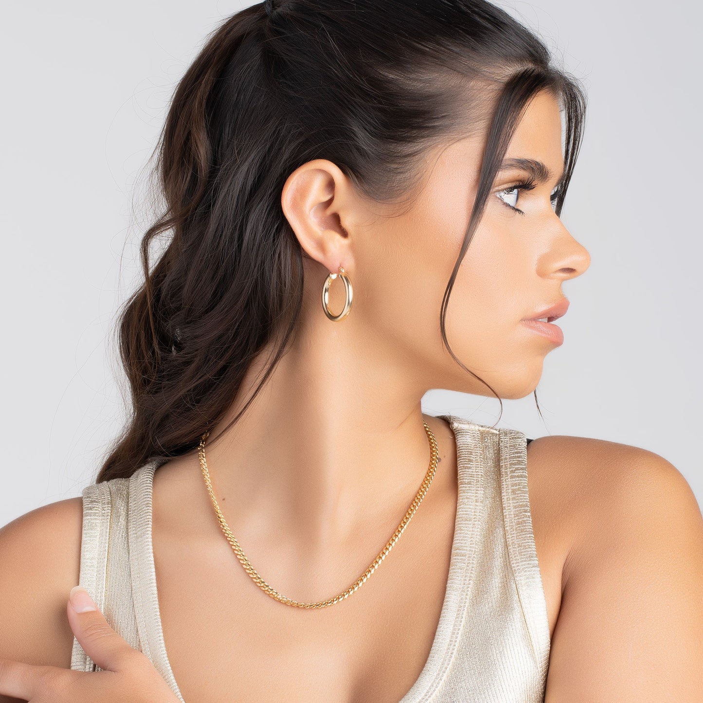 18K Gold Plated 4MM Solid Hoop Earrings