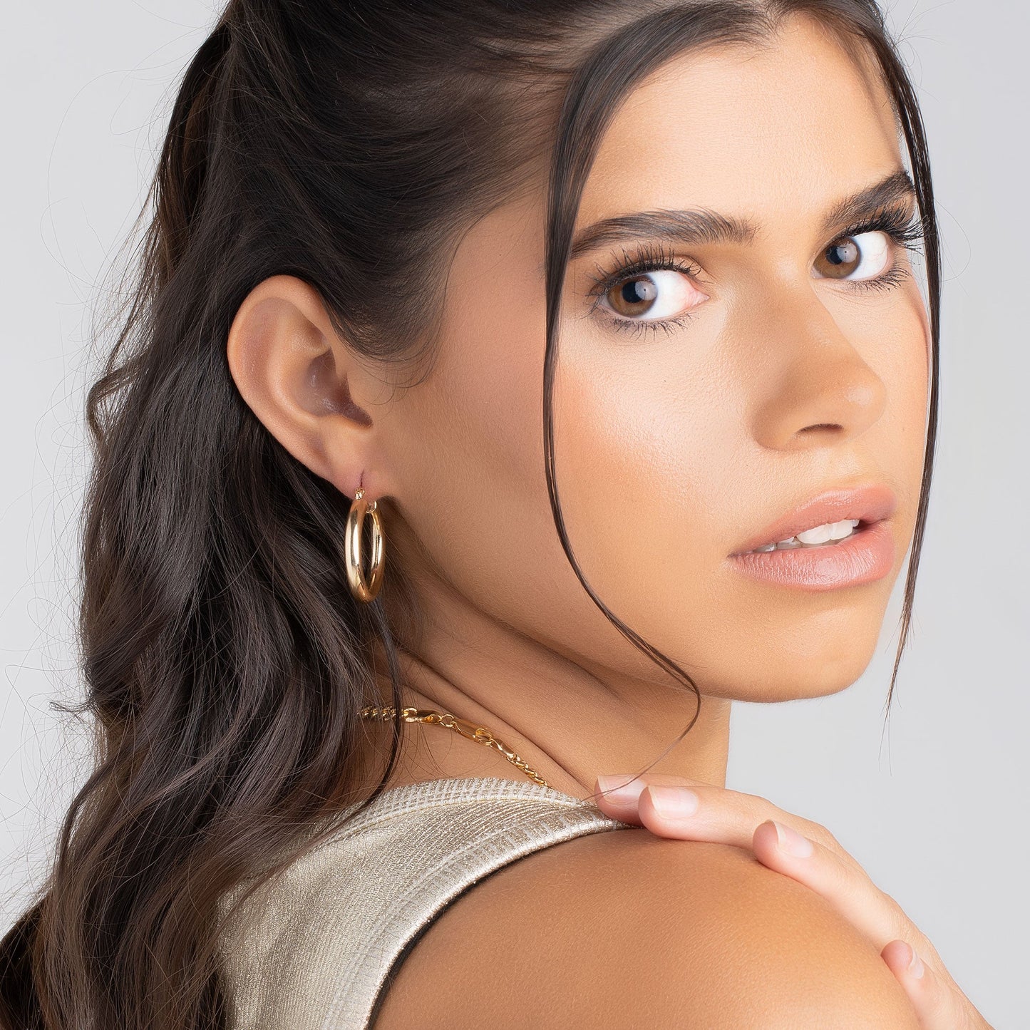 18K Gold Plated 4MM Solid Hoop Earrings