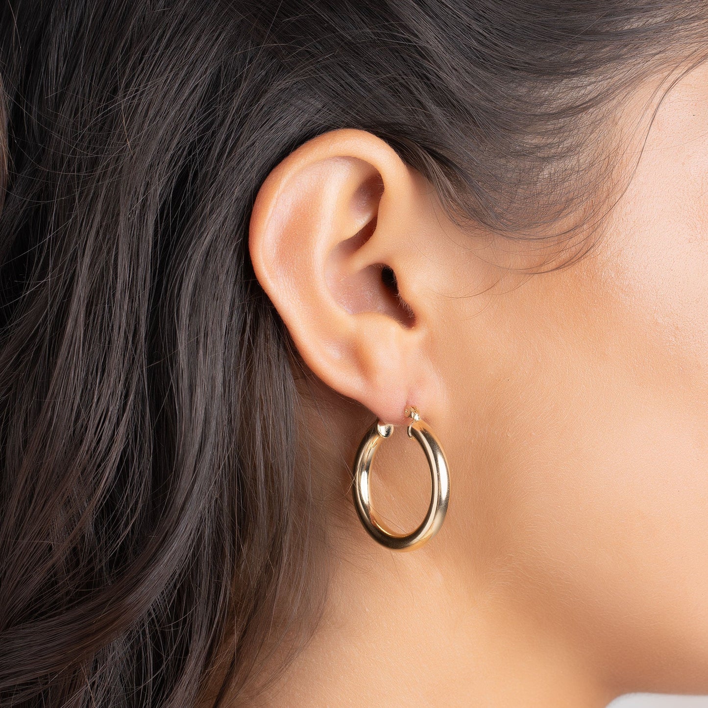 18K Gold Plated 4MM Solid Hoop Earrings