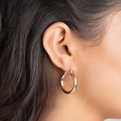 18K Gold Plated 4MM Solid Hoop Earrings