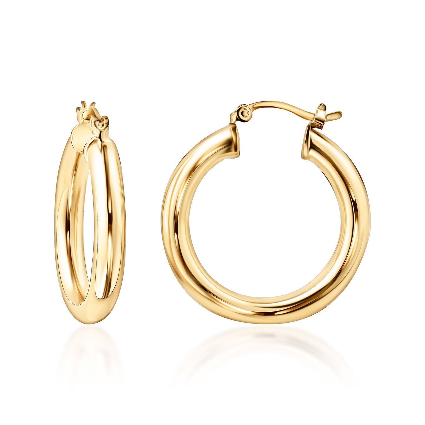 18K Gold Plated 4MM Solid Hoop Earrings
