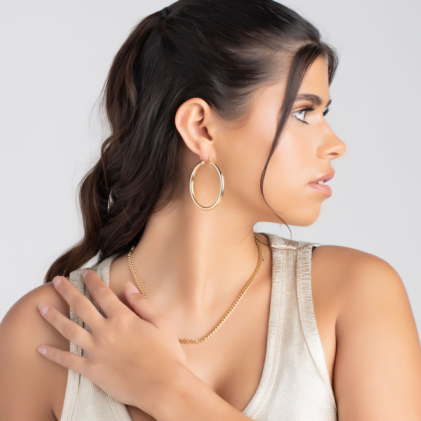 18K Gold Plated 4MM Solid Hoop Earrings