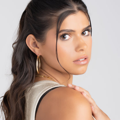 18K Gold Plated 4MM Solid Hoop Earrings