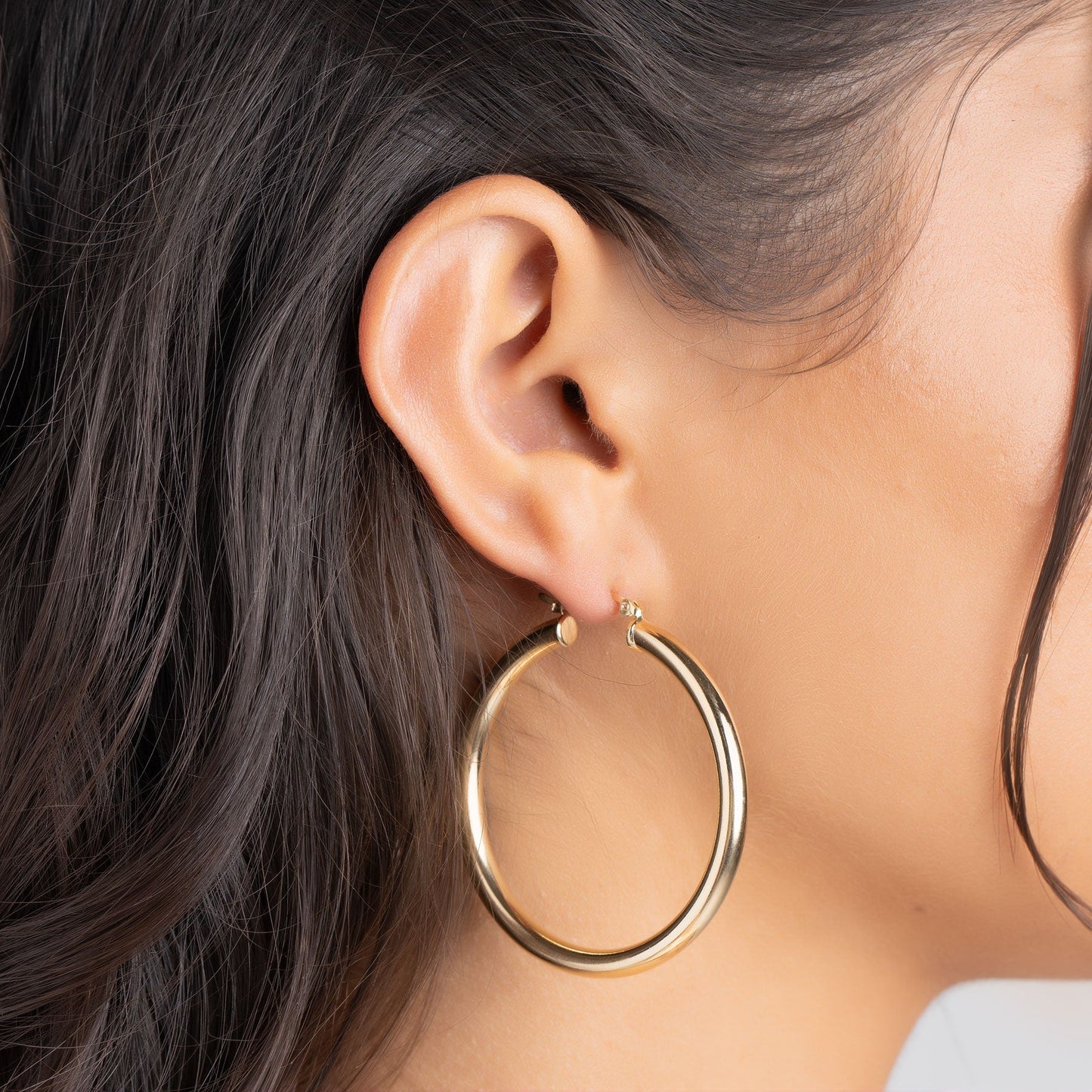 18K Gold Plated 4MM Solid Hoop Earrings