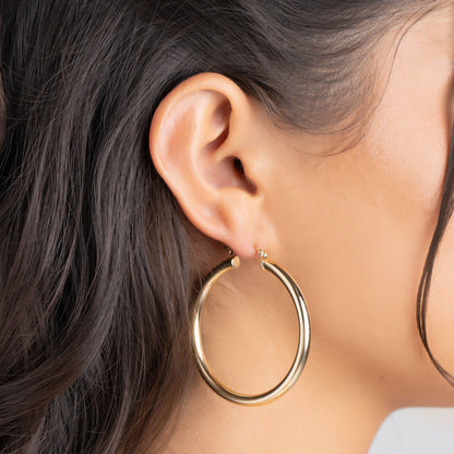18K Gold Plated 4MM Solid Hoop Earrings