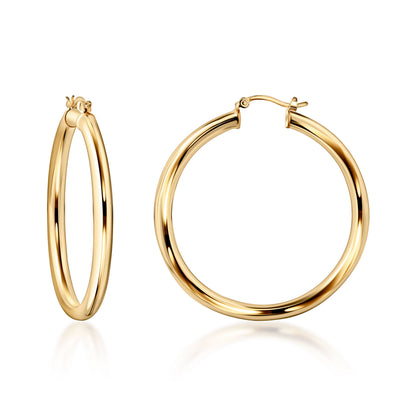 18K Gold Plated 4MM Solid Hoop Earrings