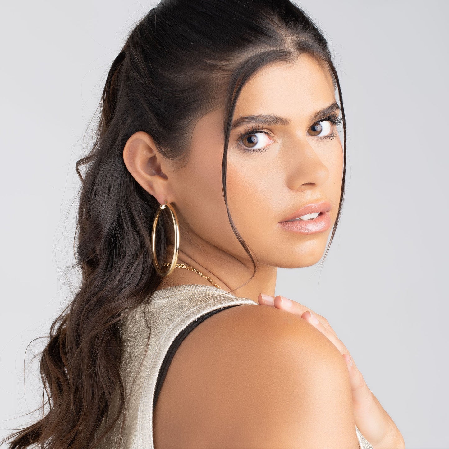 18K Gold Plated 4MM Solid Hoop Earrings
