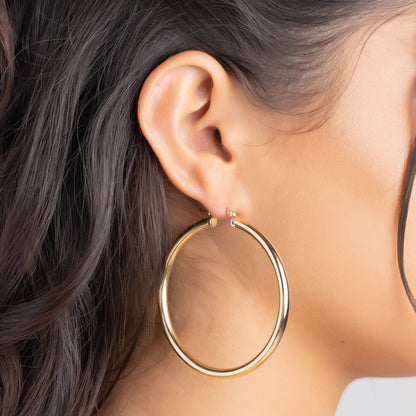 18K Gold Plated 4MM Solid Hoop Earrings