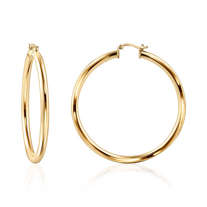 18K Gold Plated 4MM Solid Hoop Earrings