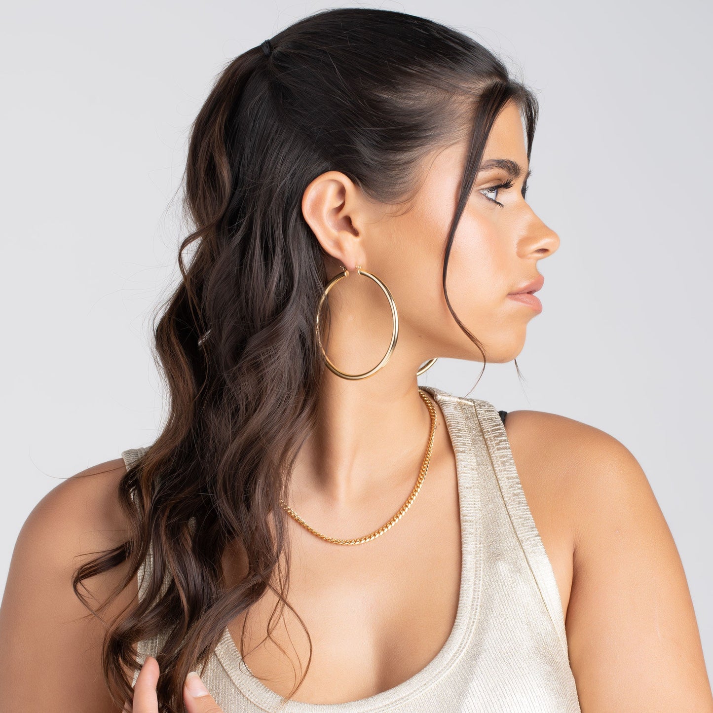 18K Gold Plated 4MM Solid Hoop Earrings