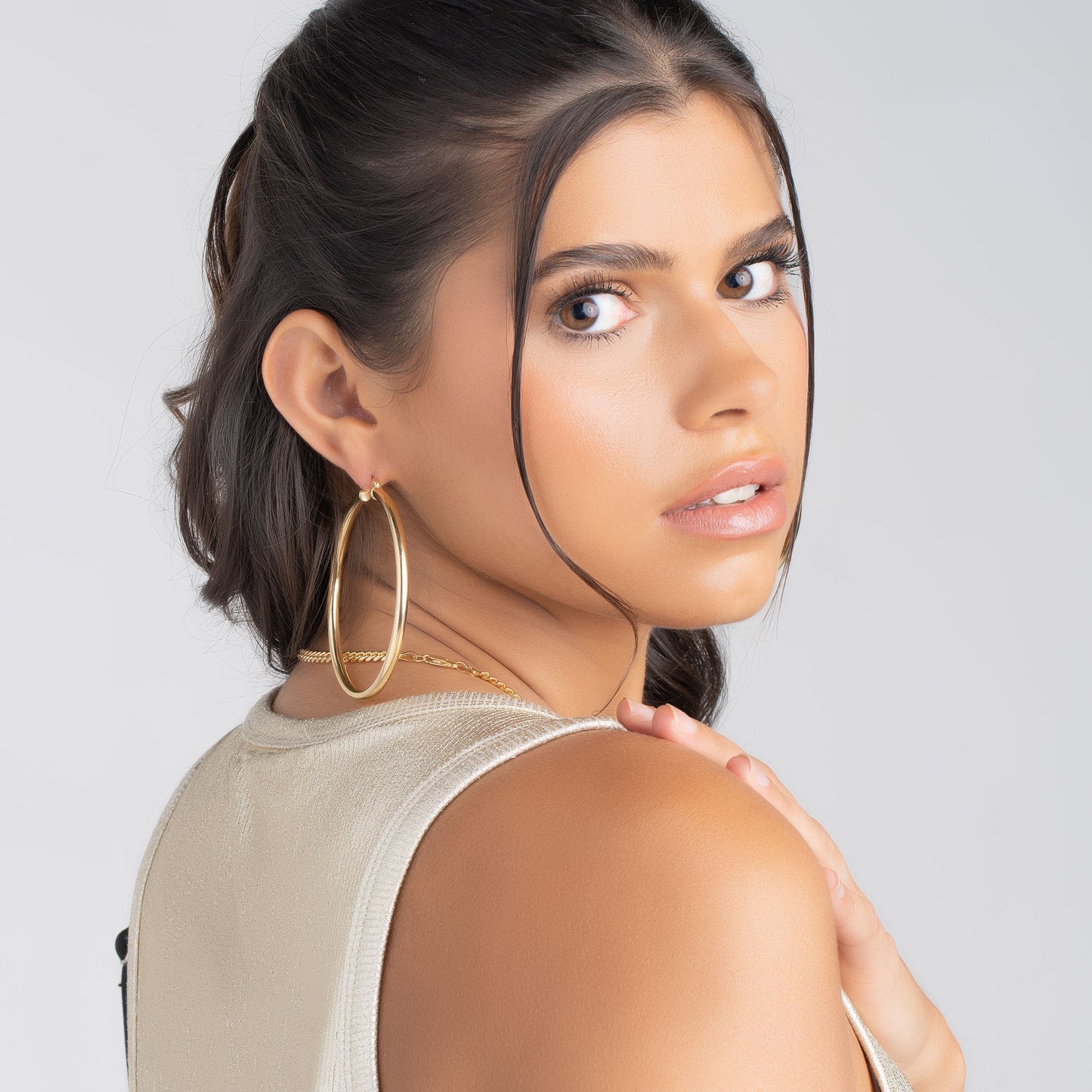 18K Gold Plated 4MM Solid Hoop Earrings