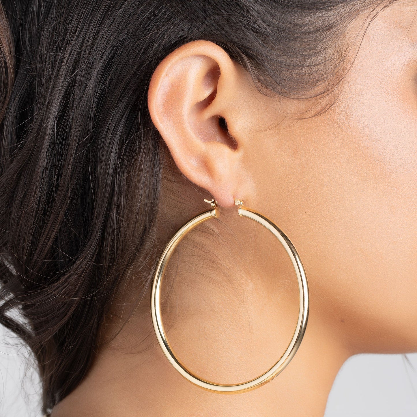 18K Gold Plated 4MM Solid Hoop Earrings