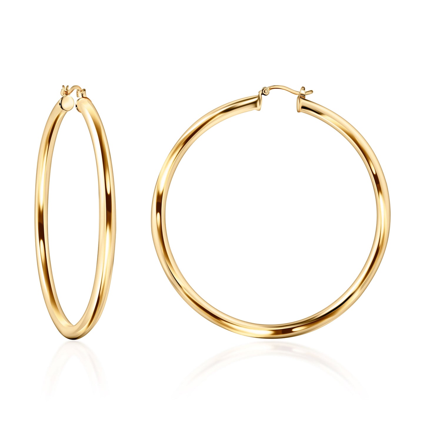 18K Gold Plated 4MM Solid Hoop Earrings
