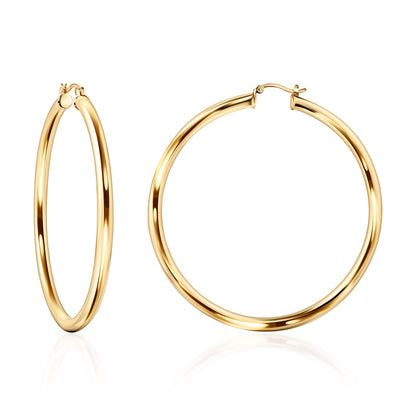 18K Gold Plated 4MM Solid Hoop Earrings