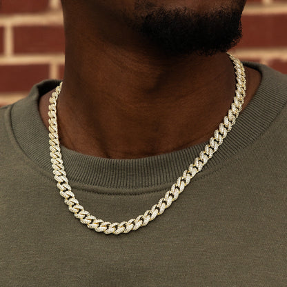 Diamond Cuban Chain + Bracelet Bundle in White or Yellow Gold - 8.5mm