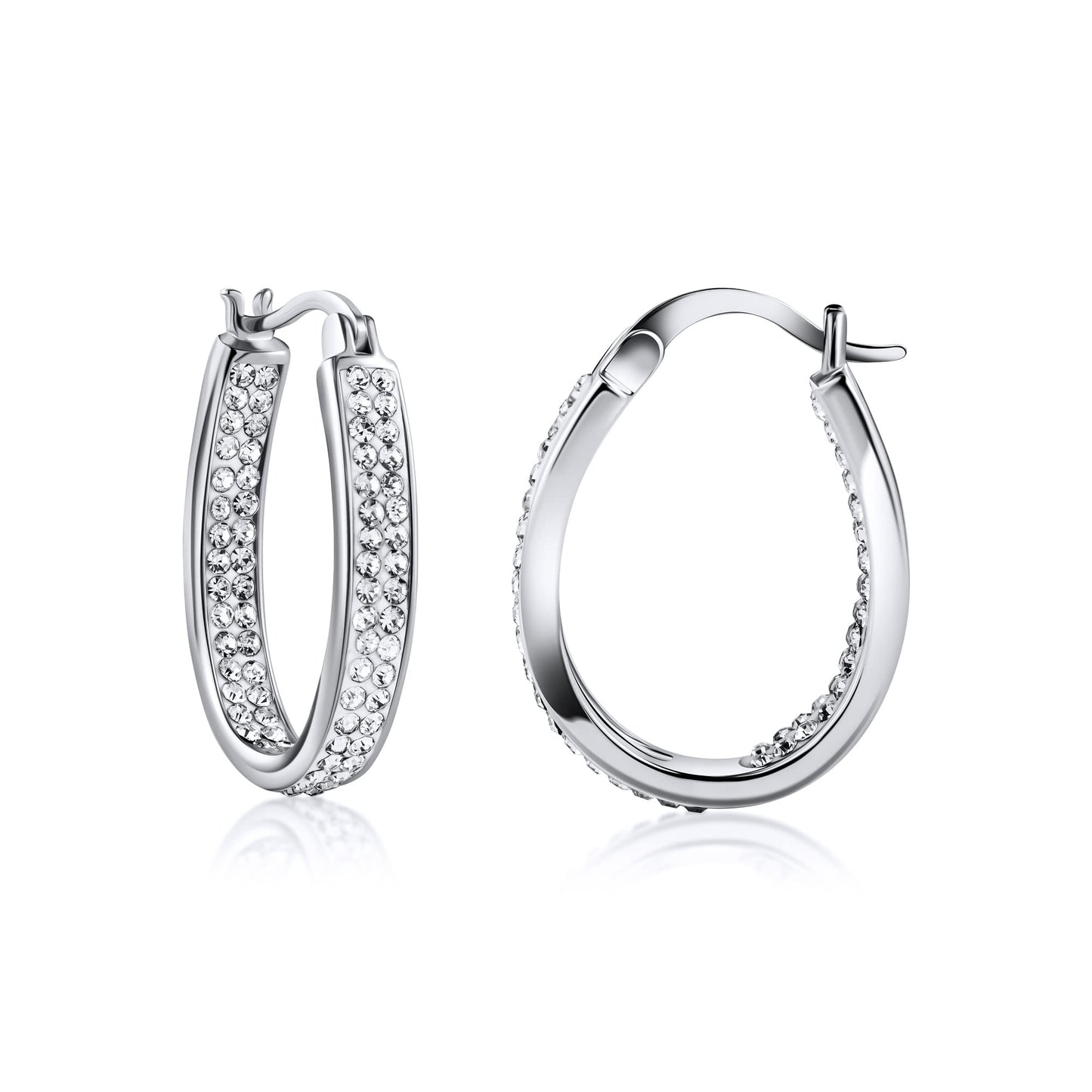 18K Gold Plated Austrian Crystal Hoop Earrings
