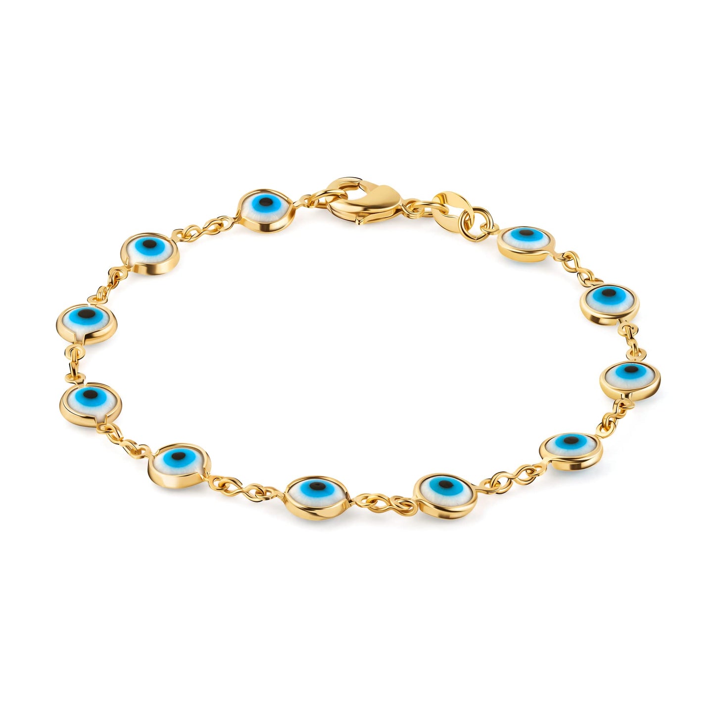 18K Gold Plated Multicolored Evil Eye Bracelet