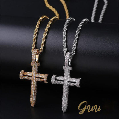 18K Gold-Plated AAA CZ Cross Pendant