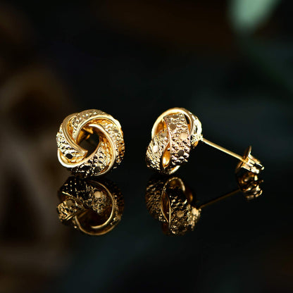 18K Gold Plated Textured Love Knot Earrings