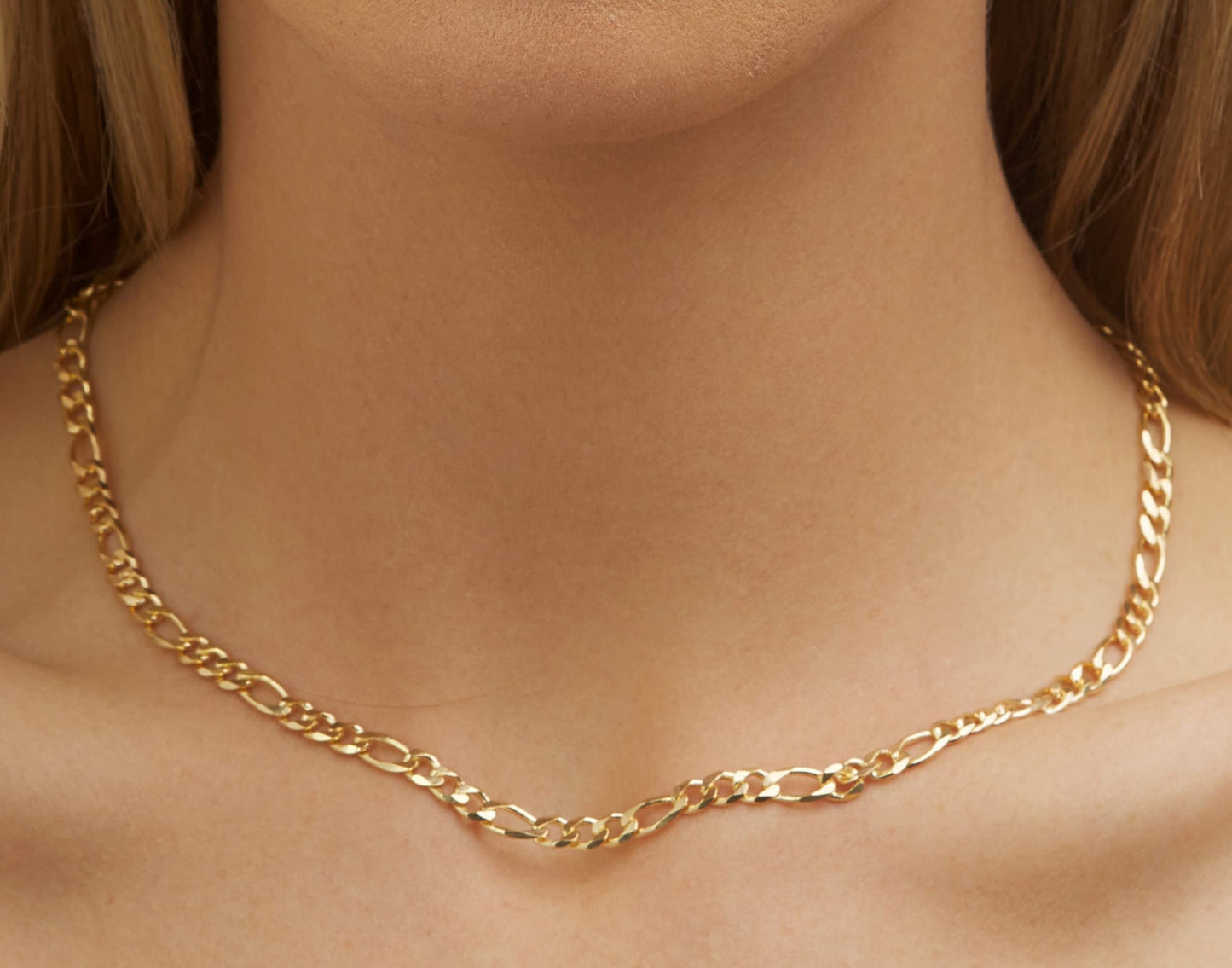 18K Gold Plated 5MM Figaro Necklace