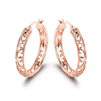 18K Gold Plated Filigree Patterned Hoop Earrings