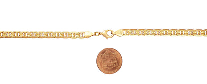 18K Gold Plated 6MM Diamond Cut Pave Flat Mariner Necklace