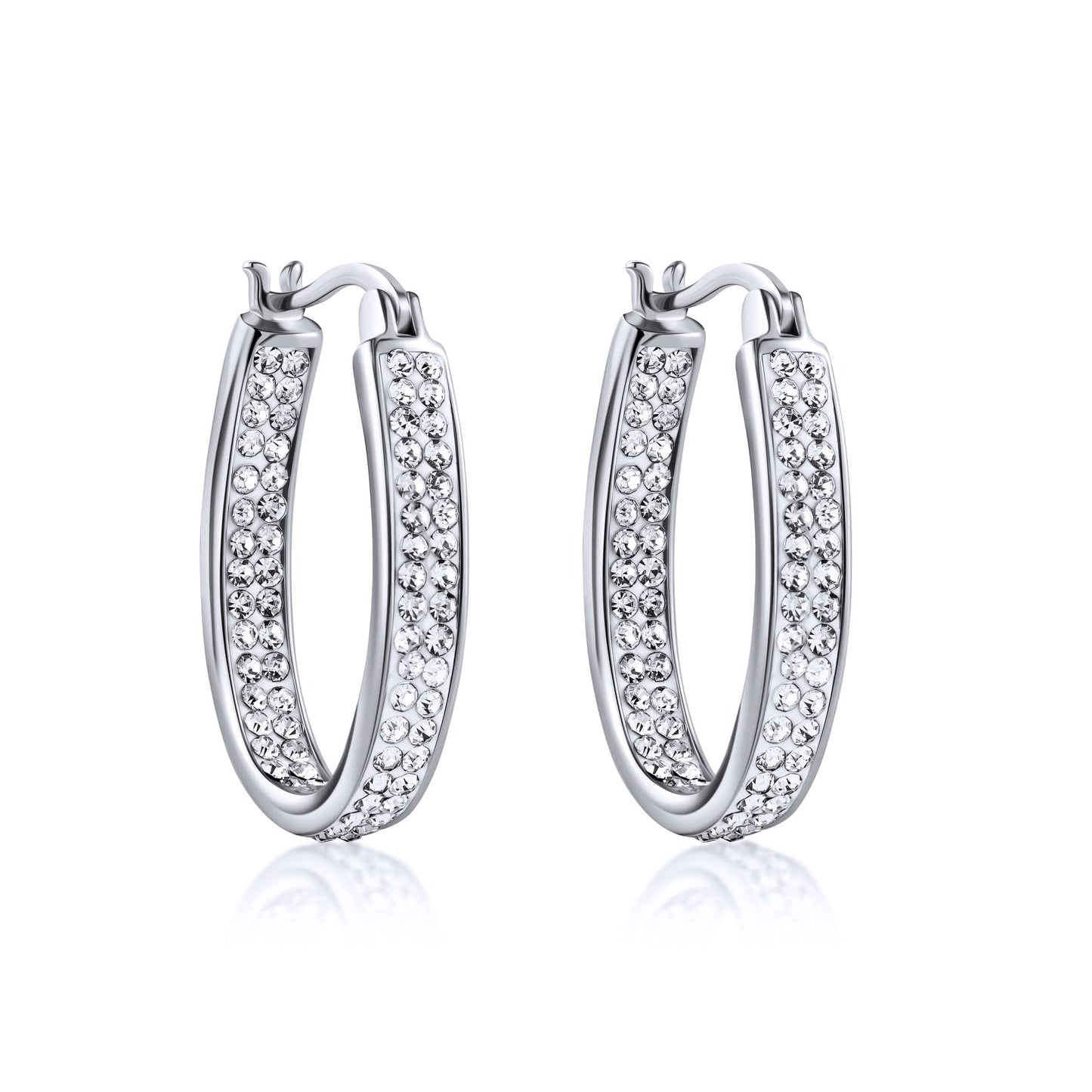 18K Gold Plated Austrian Crystal Hoop Earrings