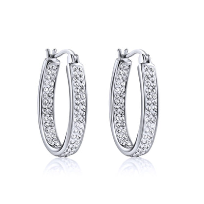 18K Gold Plated Austrian Crystal Hoop Earrings