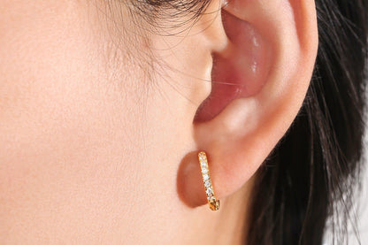 18K Gold Plated 3 Pack Cubic Zirconia Huggie Cuff Earrings
