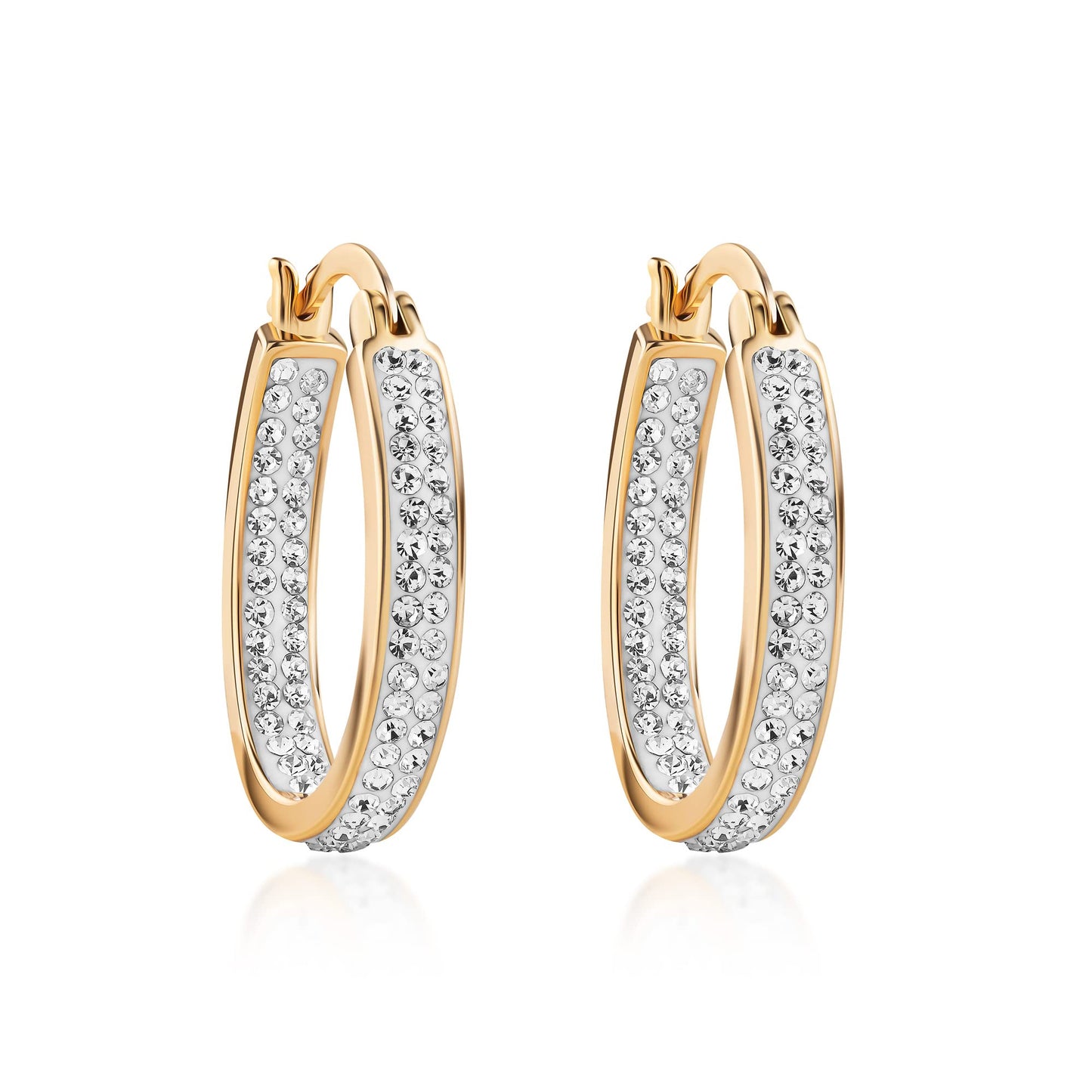 18K Gold Plated Austrian Crystal Hoop Earrings
