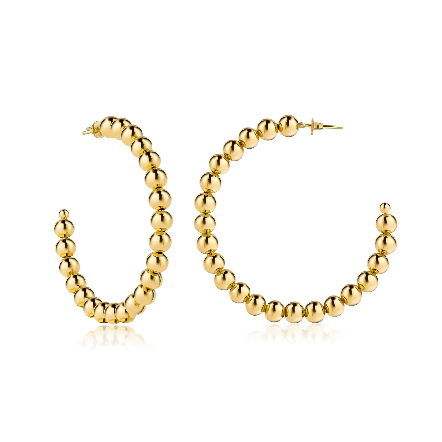 18K Gold Plated Bead Hoop Earrings