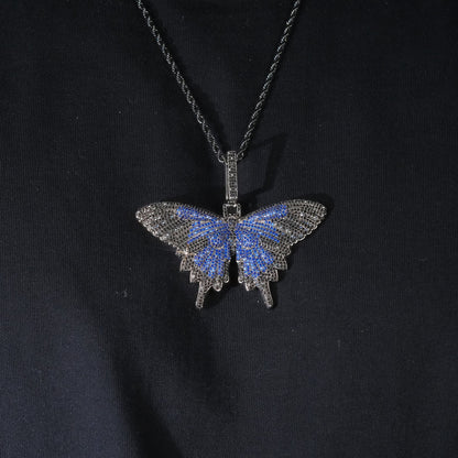 18K Gold-Plated Micro-inlay AAA CZ Butterfly Pendant Necklace