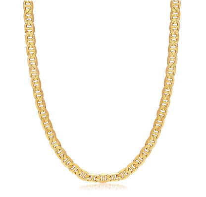 18K Gold Plated 6MM Diamond Cut Pave Flat Mariner Necklace