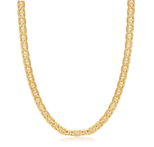 18K Gold Plated 6MM Diamond Cut Pave Flat Mariner Necklace